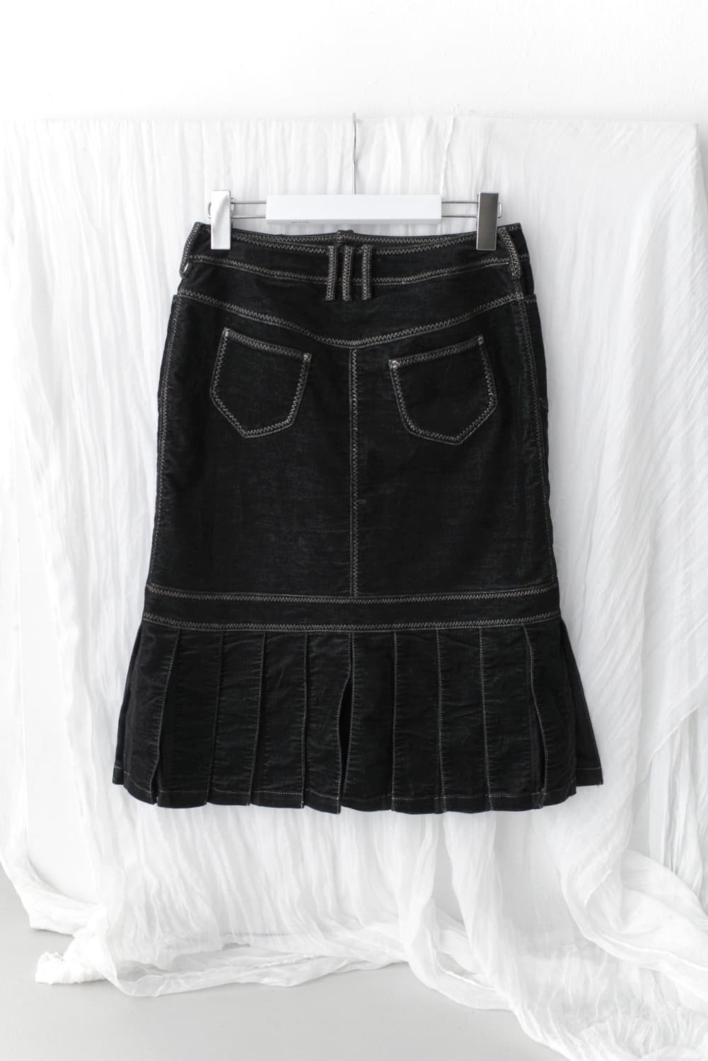 stitch pleats denim skirt  상품이미지2