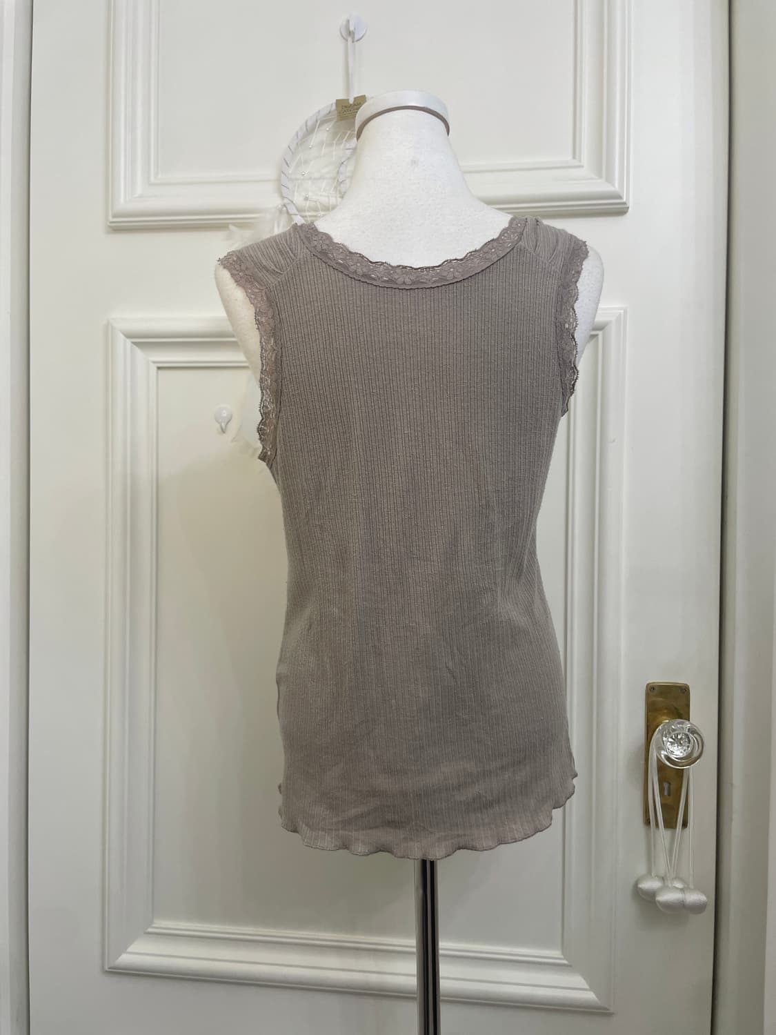beige crochet cardigan&lace shirring sle 상품이미지9