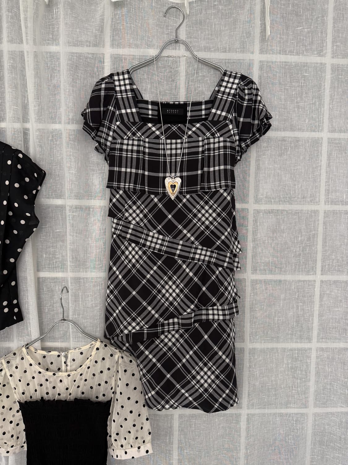 Tartan Square Neck Tiered Dress 0210 상품이미지1