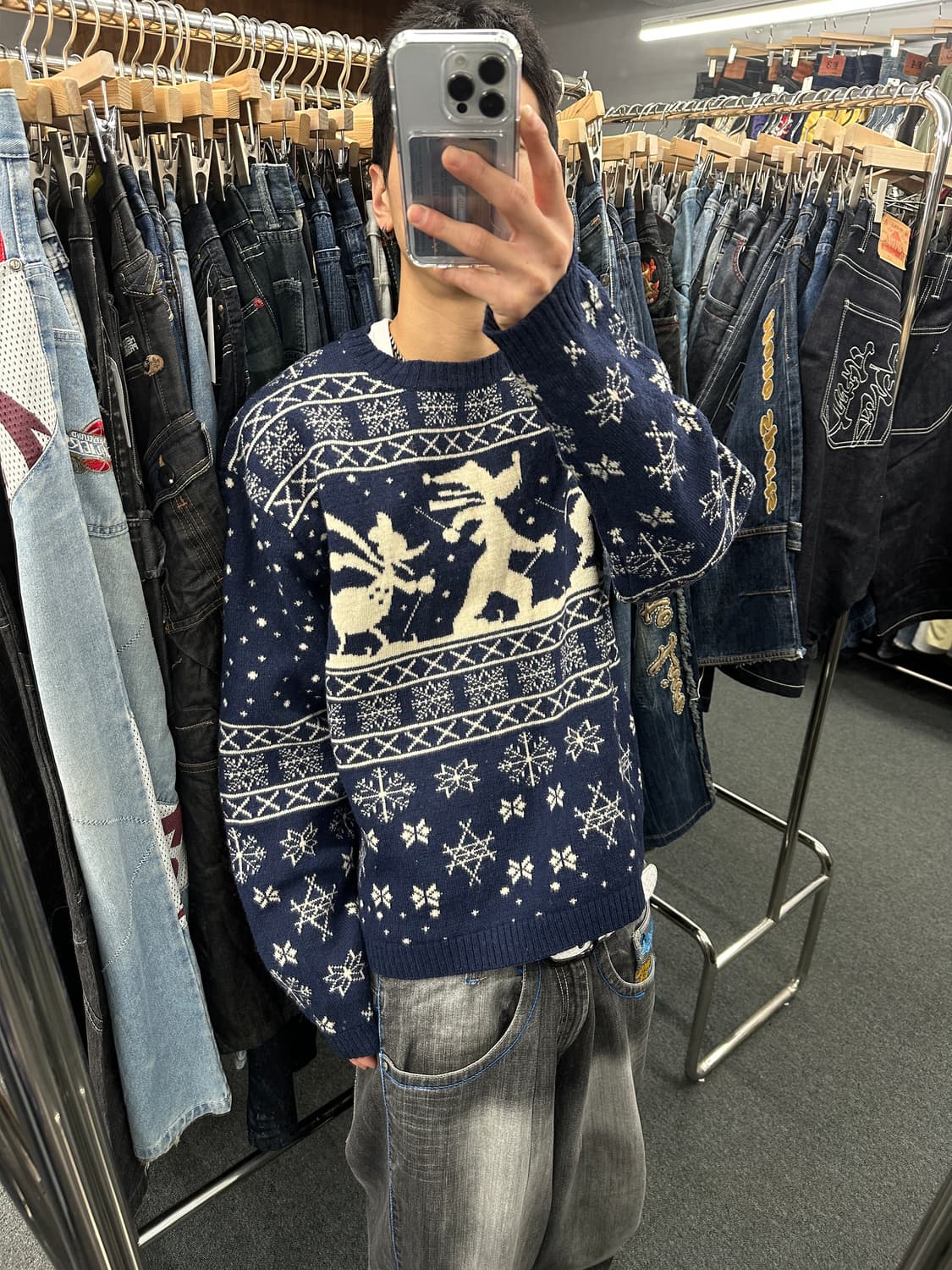 M) 아메리칸 빈티지 Disney 미키마우스 겨울 울 니트 스웨터 상품이미지1