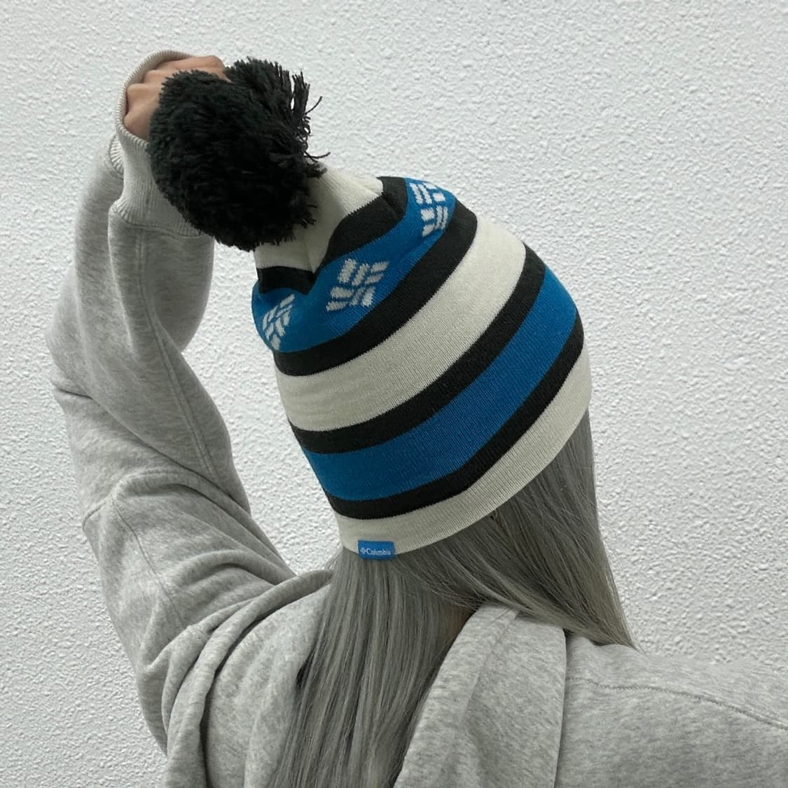 콜롬비아 블루 단가라 니트 비니 상품이미지3