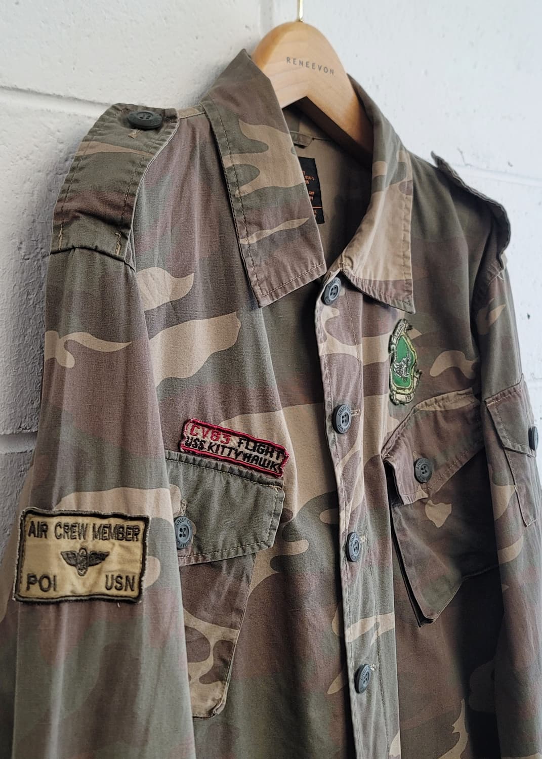 JPN 빈티지 Air Crew Member US Army 카모 셔츠헝자켓 상품이미지6