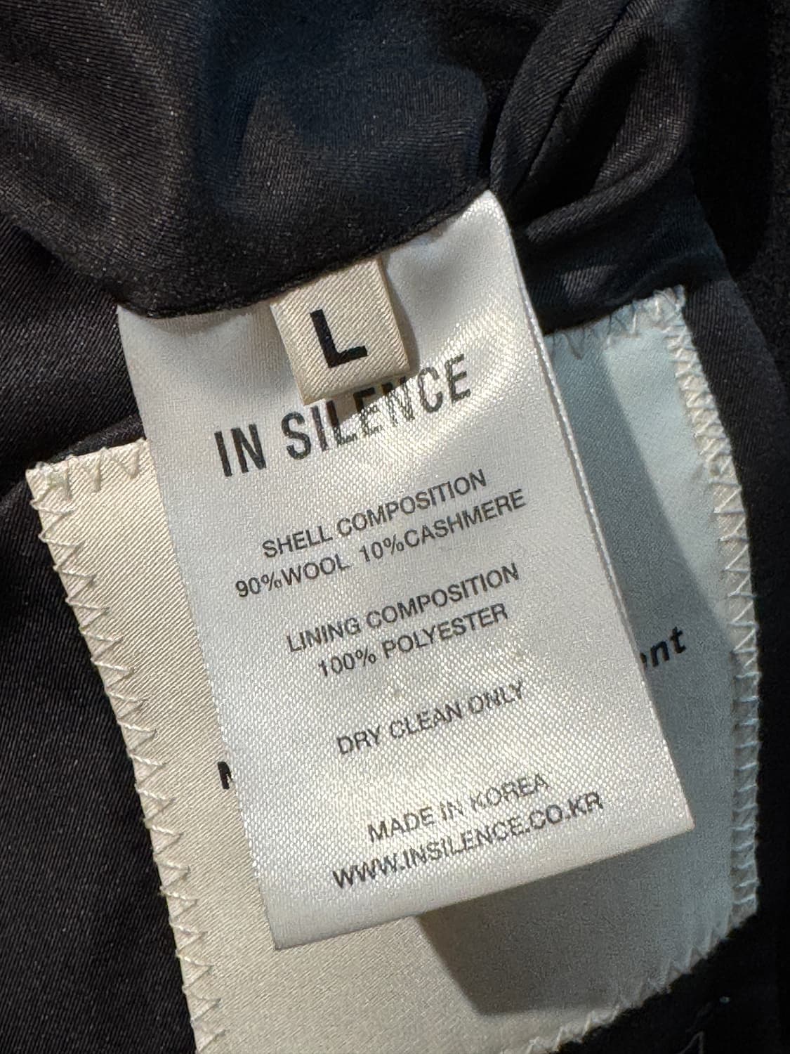 인사일런스 캐시미어 싱글 코트 블랙 L 상품이미지7