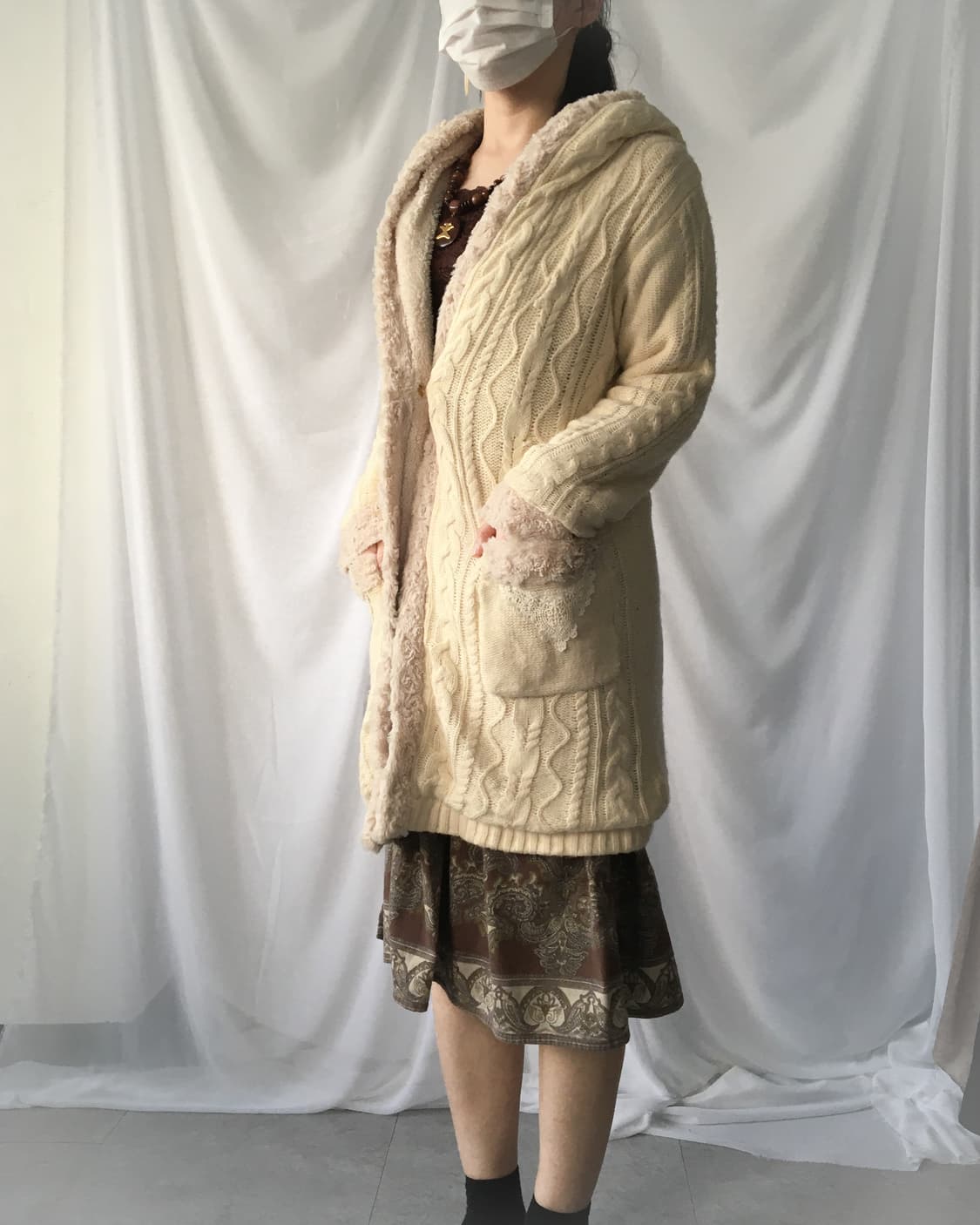 Axes femme fake fur trimming cable patte 상품이미지6