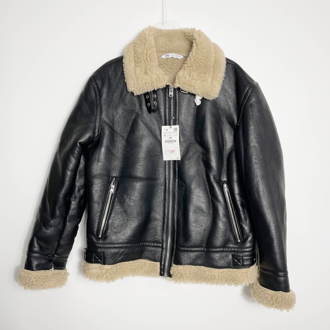 D2 자라 새상품 페이크레더 무스탕 자켓 L사이즈 상품이미지1