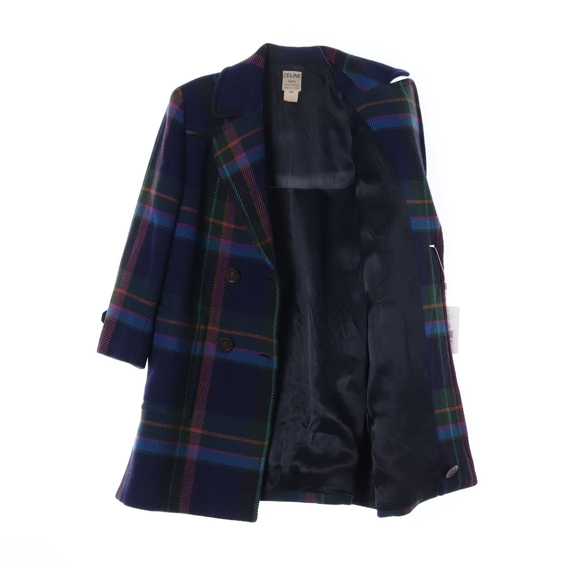 (새상품)[L]셀린느 네이비 체크 A라인 더블브레스티드코트
 상품이미지4