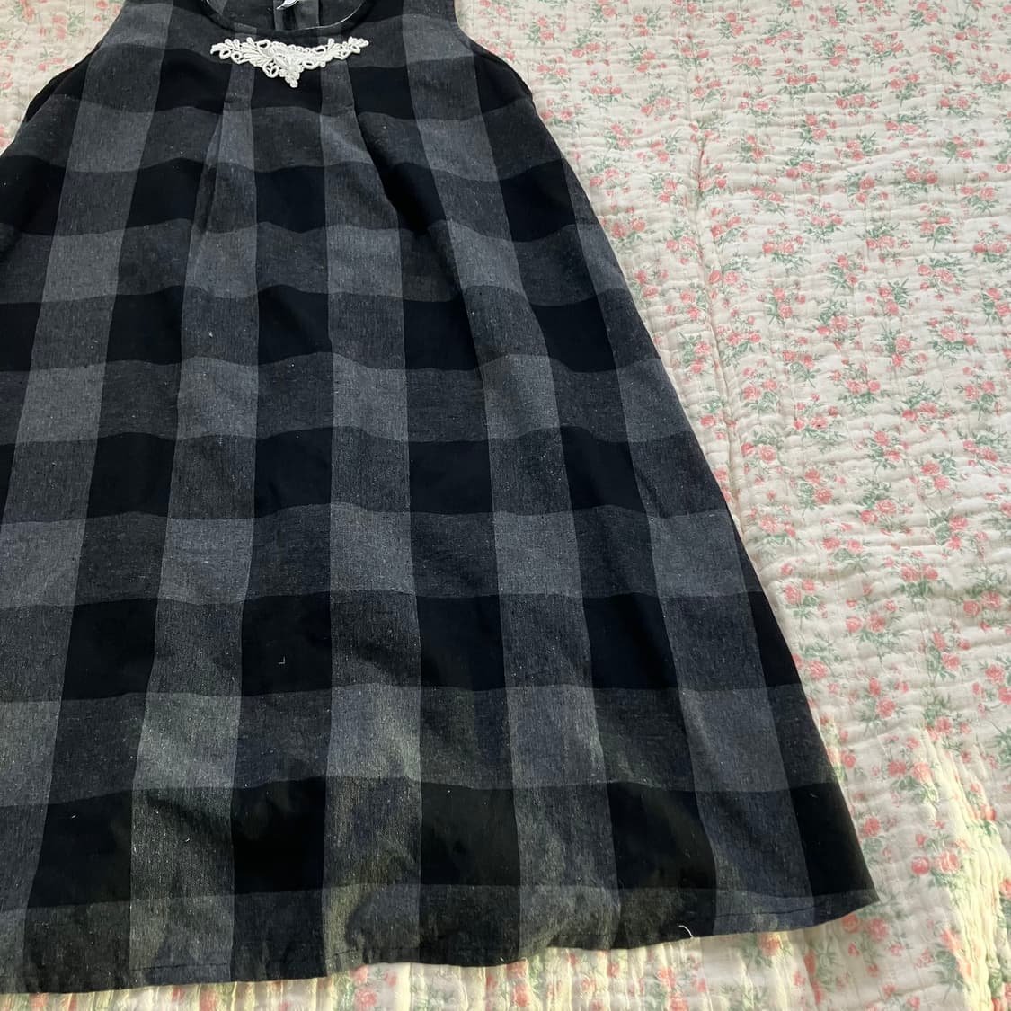 빈티지 모리 체크 블랙 레이스 원피스 955 y2k 스트릿 갸루 펑키 일 상품이미지5