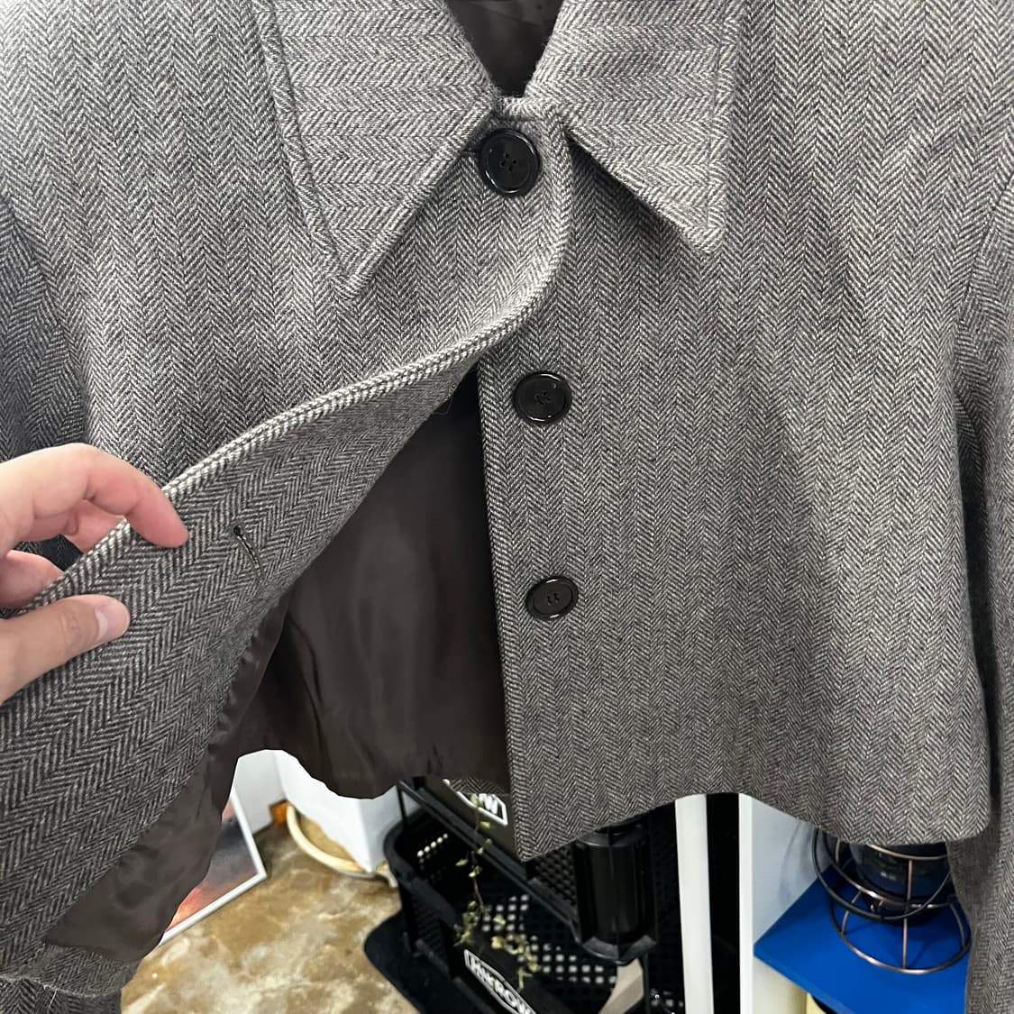 아모멘토 크롭 와이드 헤링본 자켓 F 상품이미지4