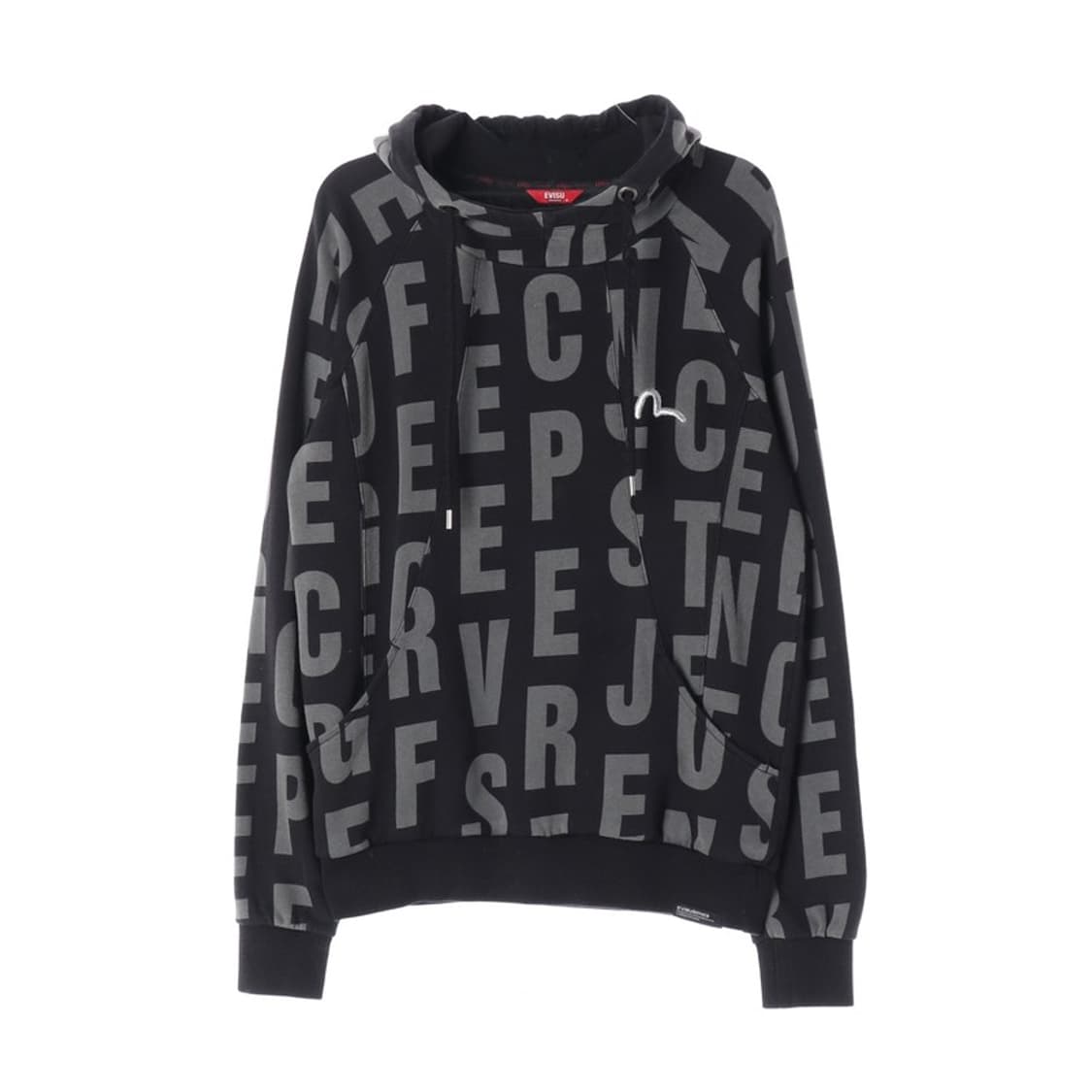 EVISU 블랙 로고 패턴 후드티 M 상품이미지1
