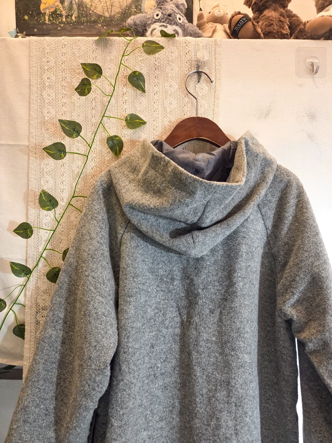 그레이 후드 롱 코트 상품이미지5