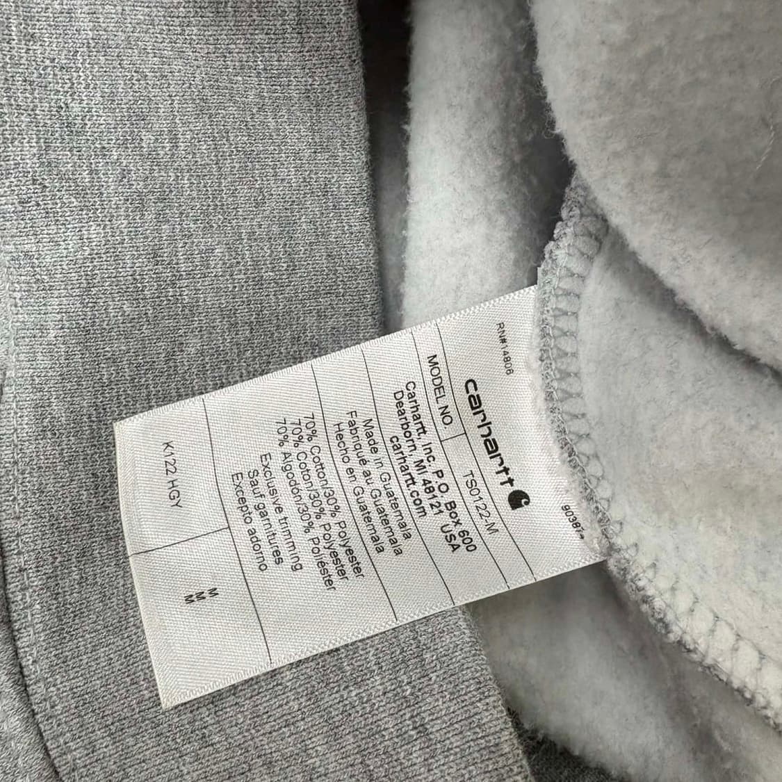 칼하트 미드웨이트 그레이 스웨트셔츠 후드집업(M) 상품이미지5