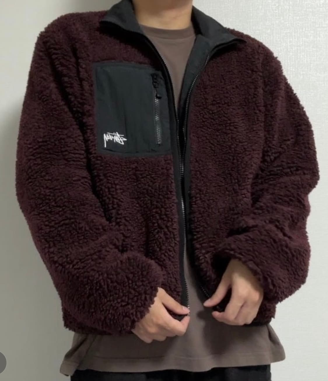 스투시 쉐르파 리버시블 자켓 버건디 상품이미지2