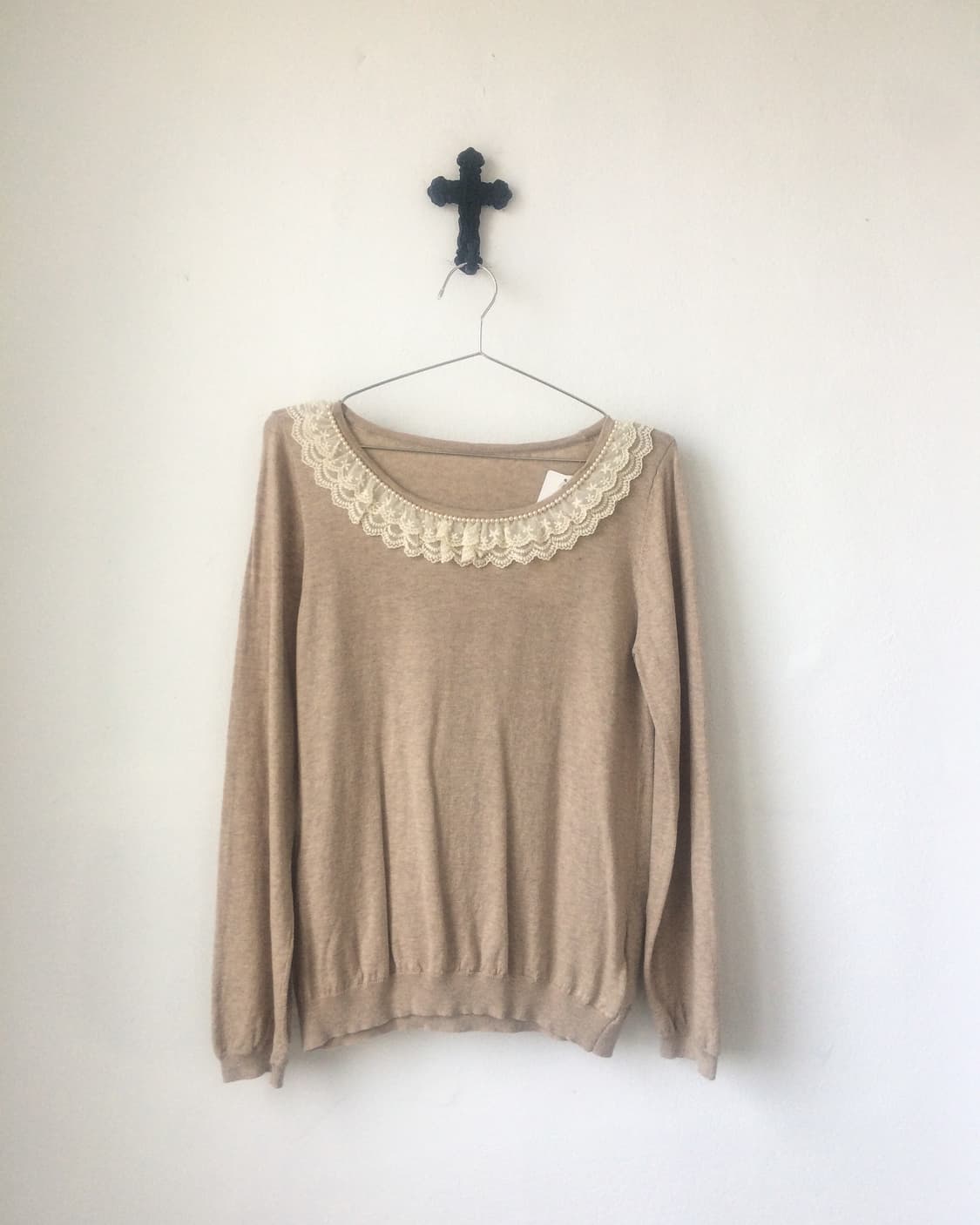 Lace trimming knit sleeve 상품이미지2