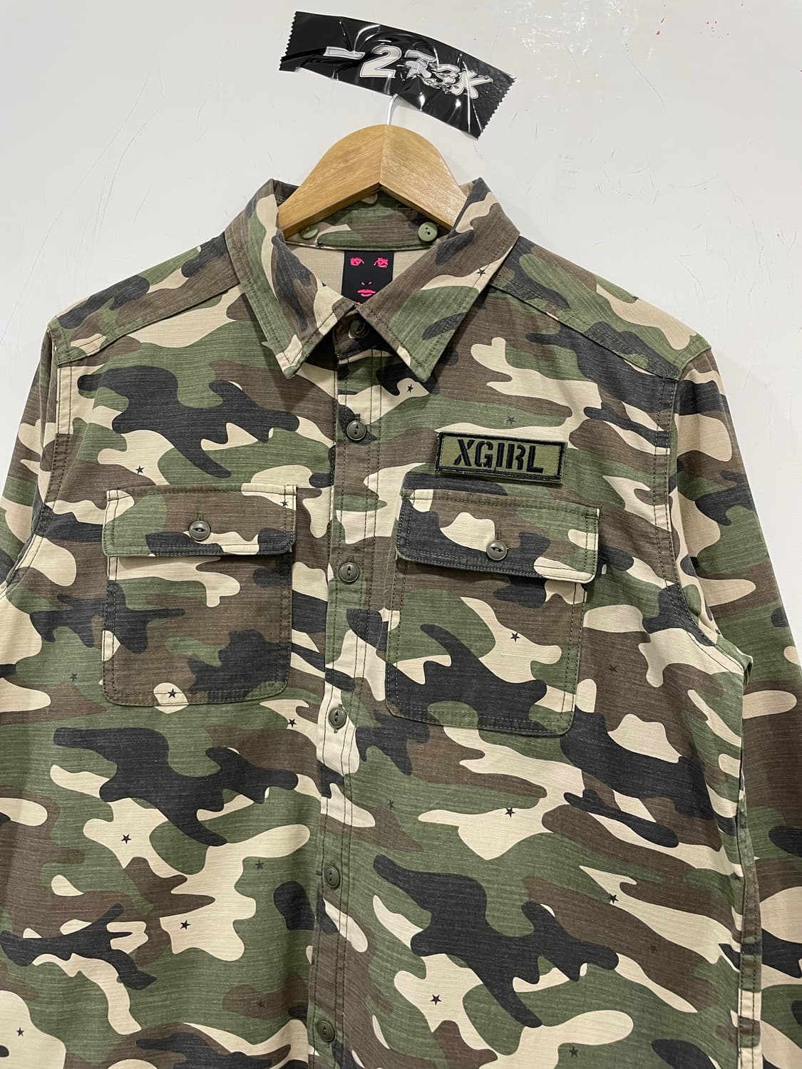 X-girl 엑스걸 스타 카모플라쥬 밀리터리 긴팔셔츠 상품이미지6
