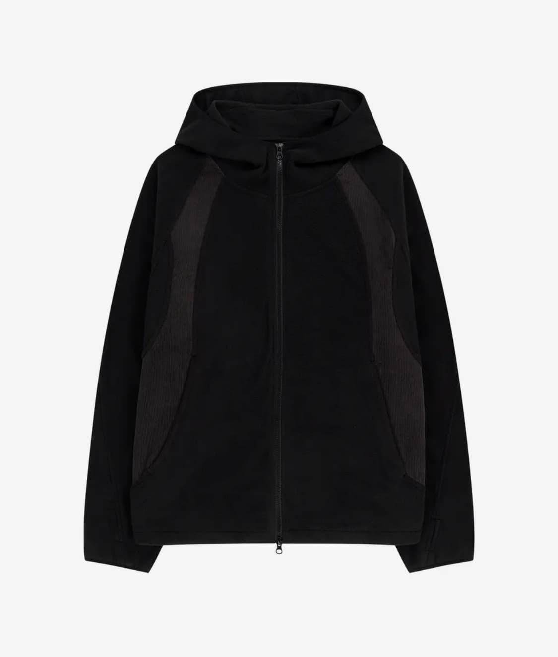 슬로우애시드 코듀로이 믹스드 플리스 후드 집업 블랙 M 상품이미지1