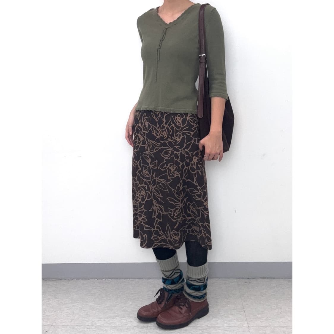 빈티지 카키 반팔 상품이미지3