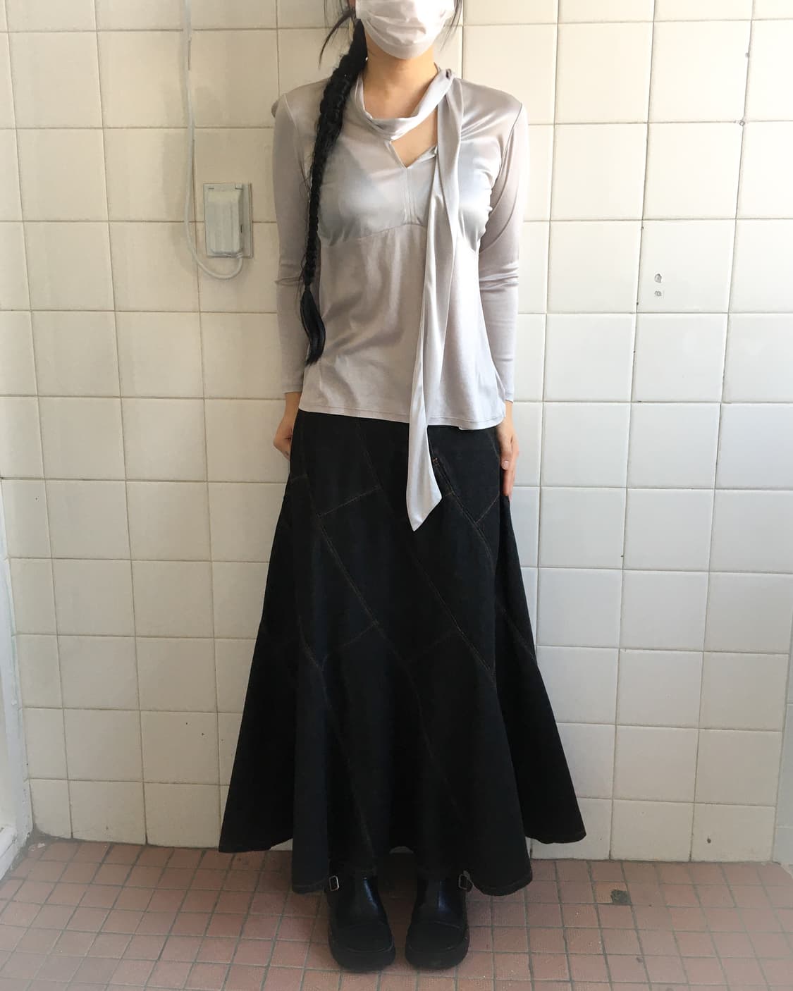 Tied point silver glossy sleeve 상품이미지1