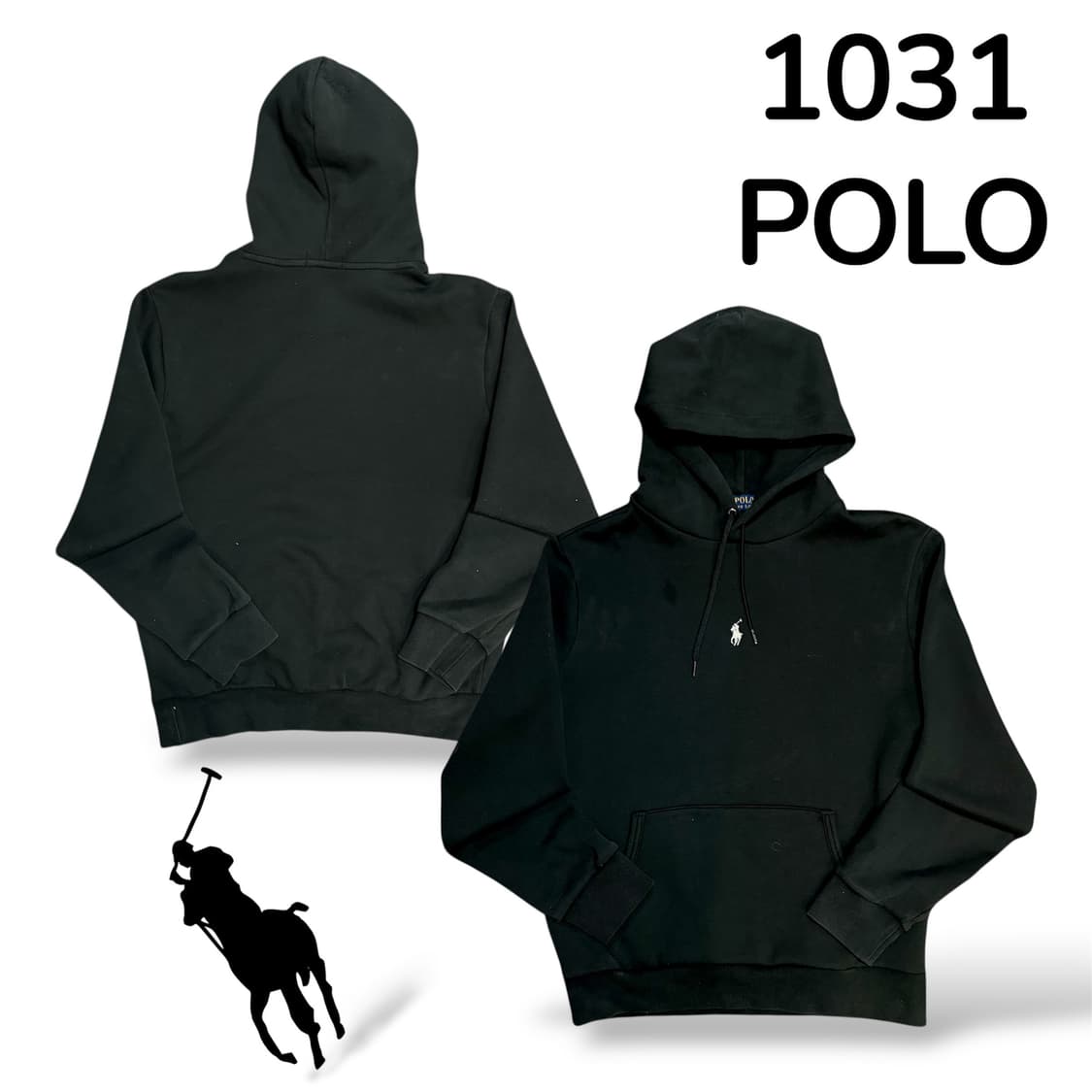 폴로 미드 포니 로고 블랙 후드티 M 상품이미지1