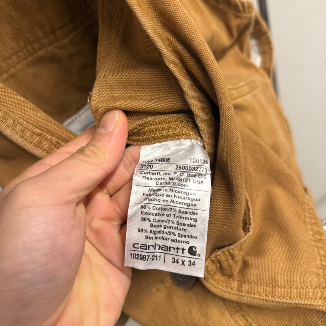 칼하트 오리지널 워크 웨어 라인 오버롤 된장 멜빵 바지 팬츠 더블니 상품이미지9