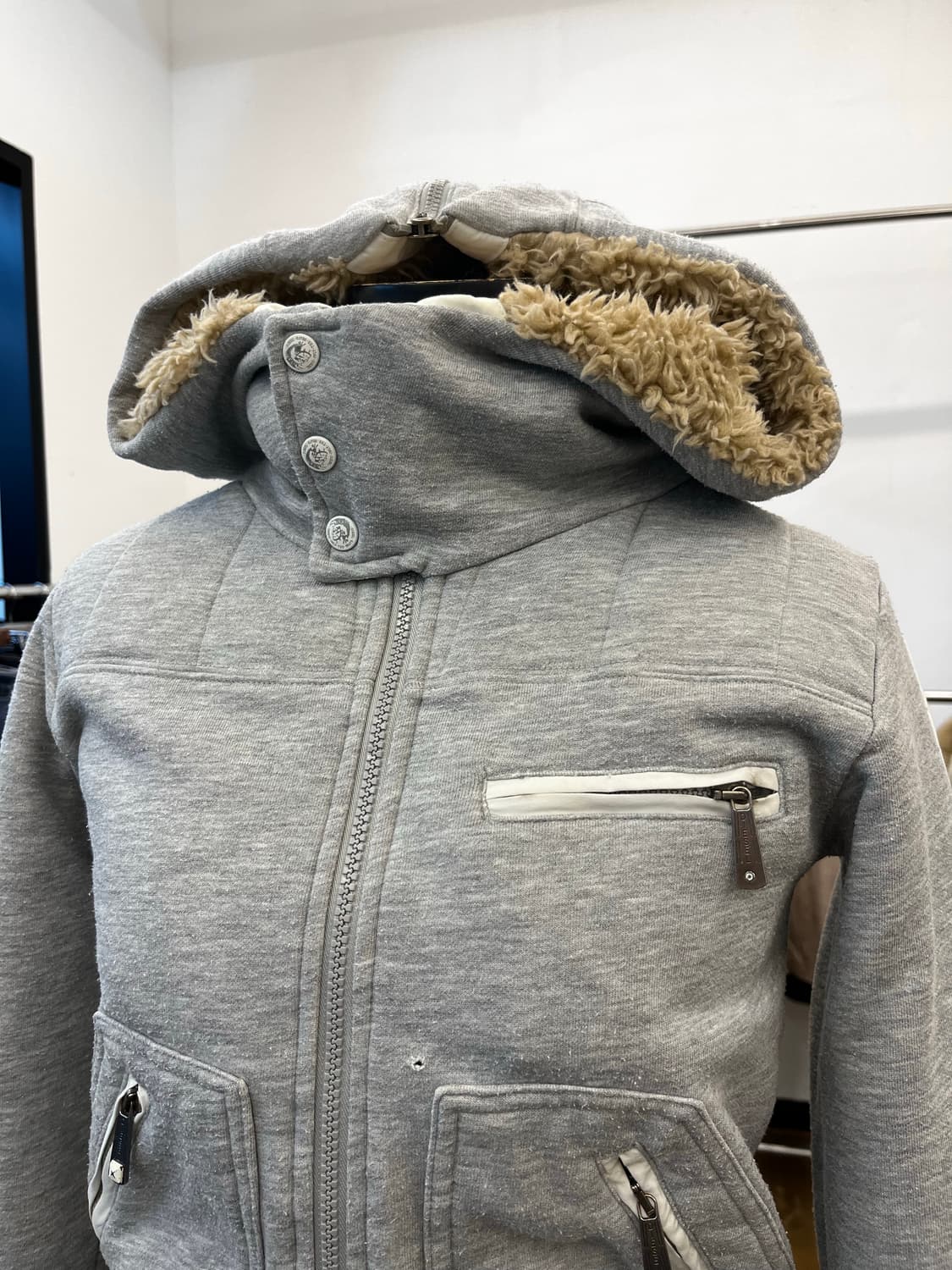 디젤 시어링 후드 집업 블루종 상품이미지3