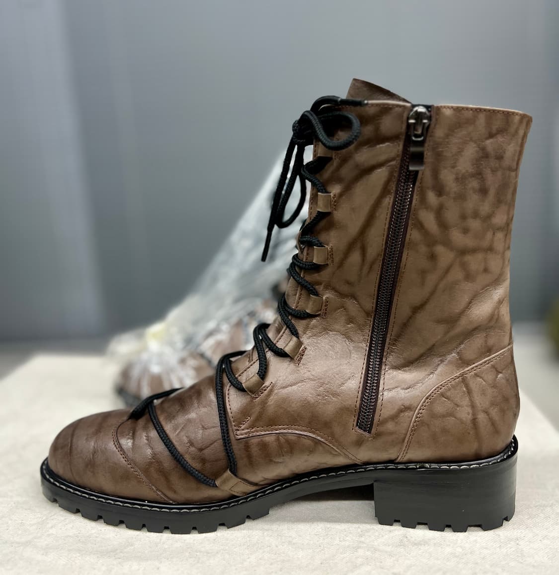 링클 포인트  레이스 업 가죽 부츠 270 상품이미지2