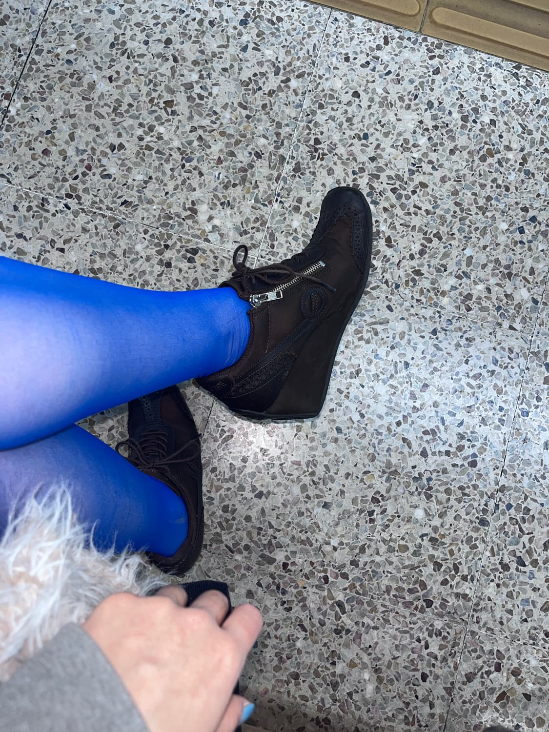 brown square toe wedge sneakers 상품이미지4