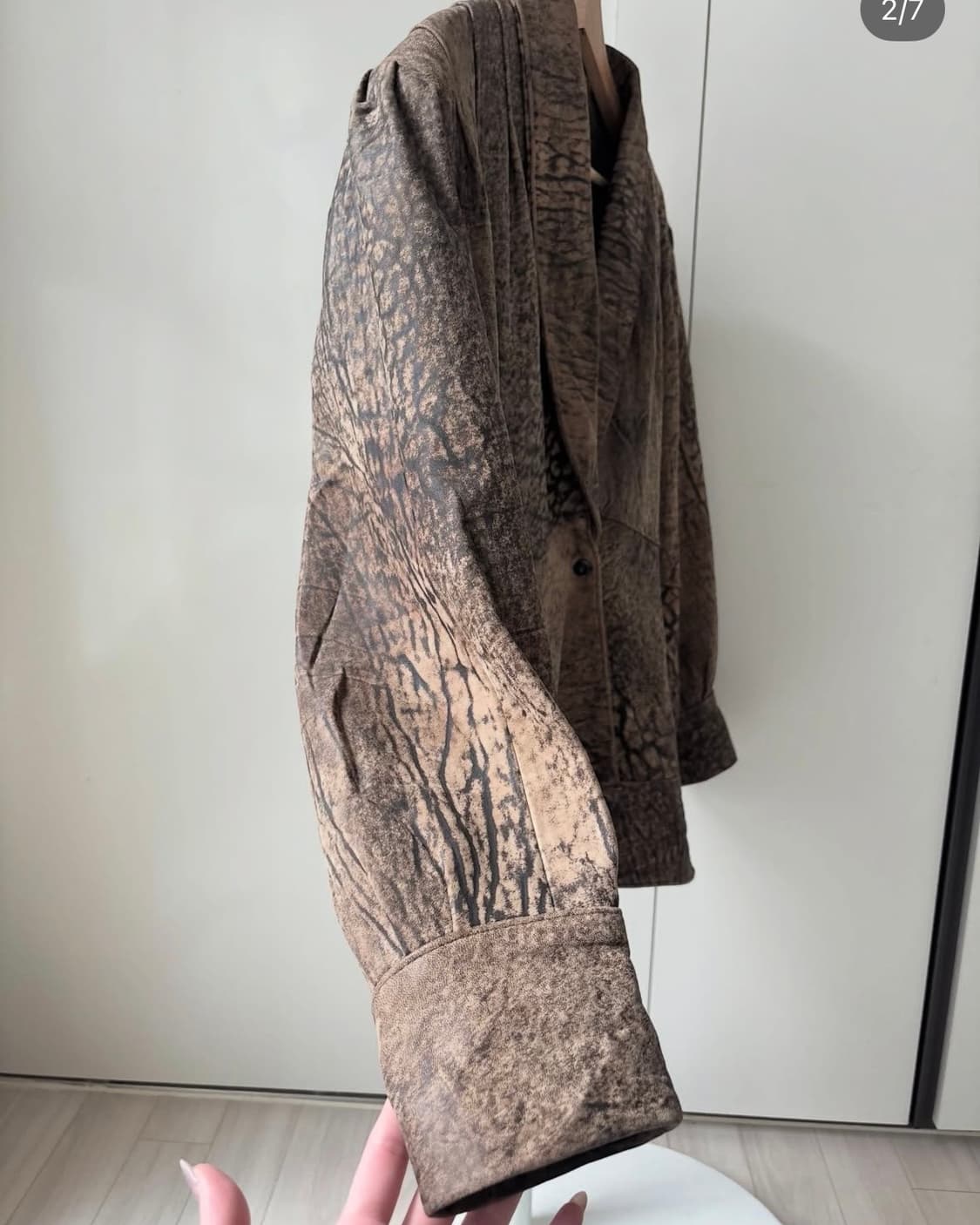 Crack Pattern Leather Jacket 상품이미지5