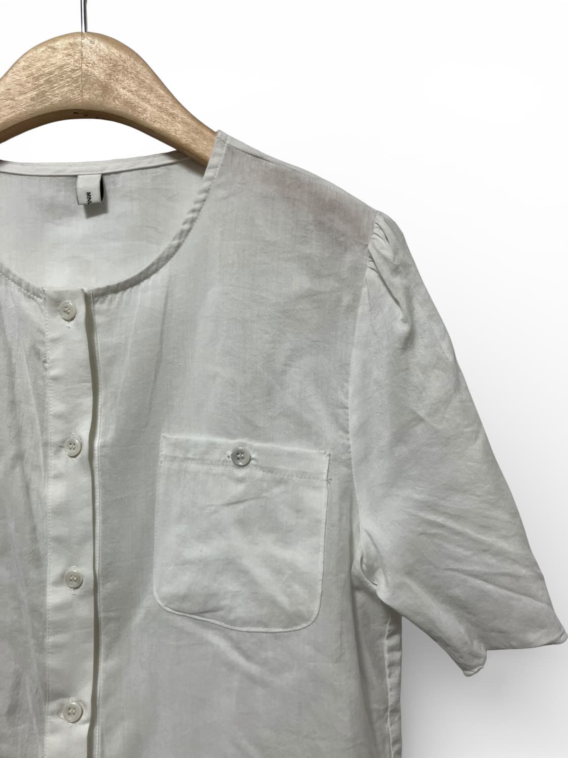 Minuet 화이트 크롭 포켓 셔츠 S 상품이미지3