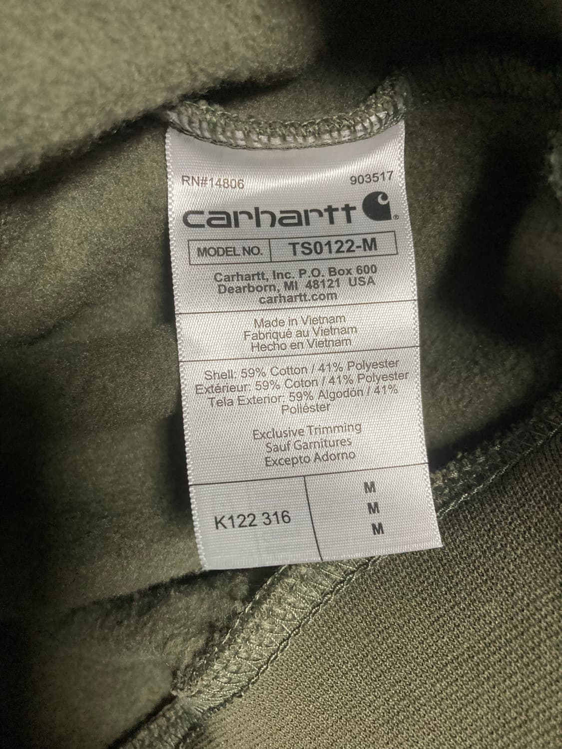 칼하트 후드 집업 카키 새상품급 상품이미지7