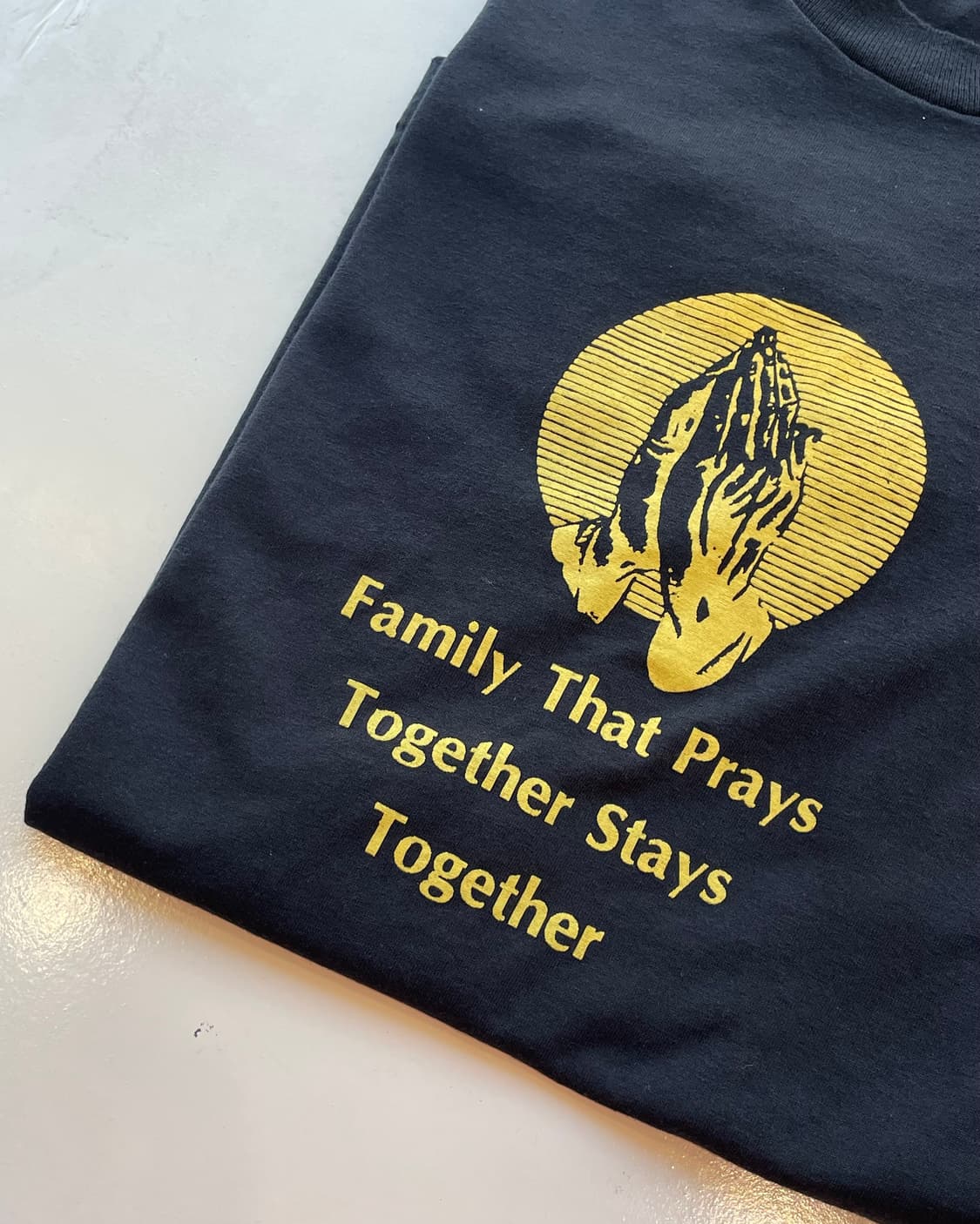 90s USA “Praying hands🙏” T-shirt L 상품이미지1