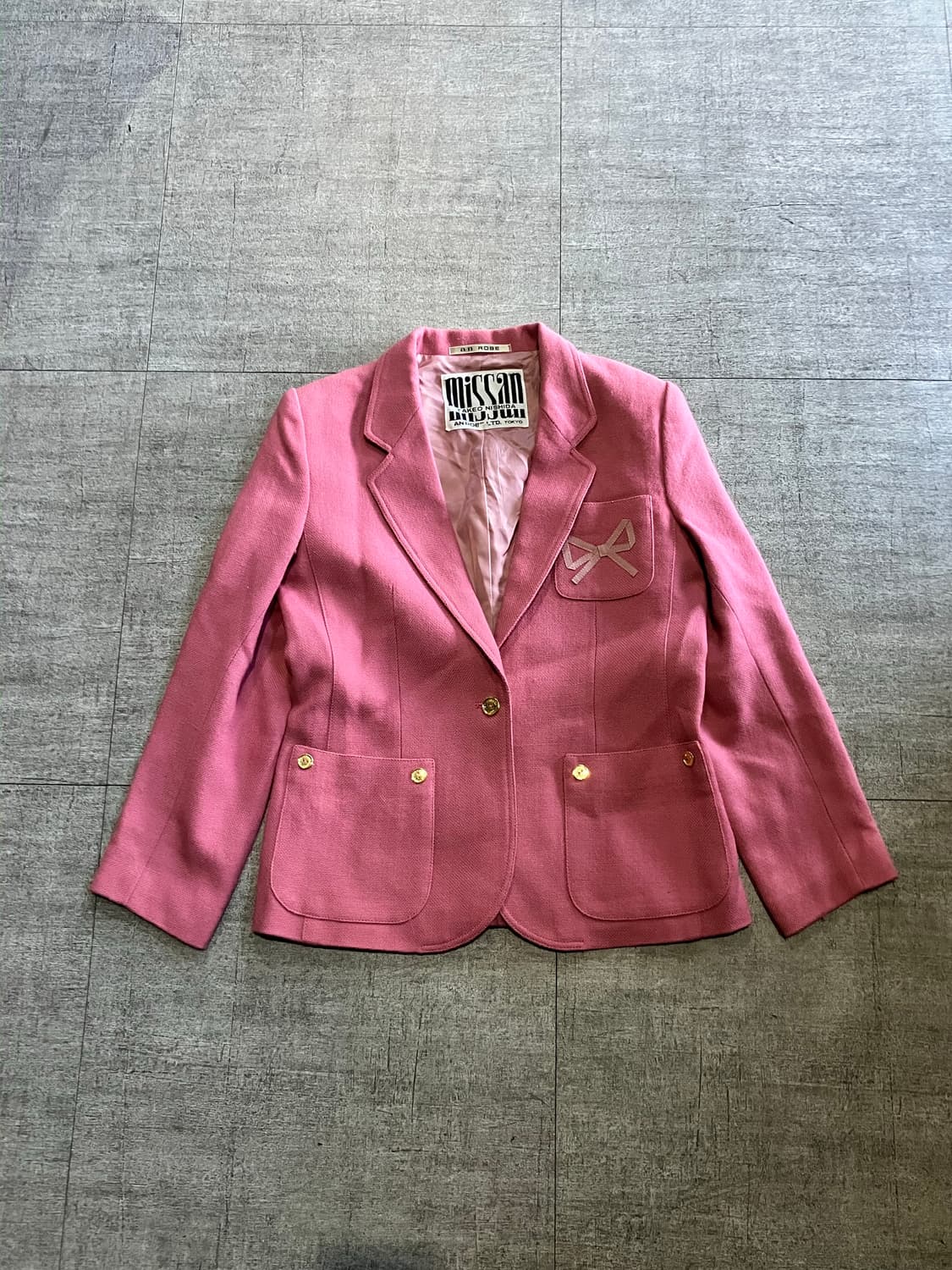 일본빈티지 Missan 하구미모리걸 달천깔페어리 리본블레이저자켓 핑크 상품이미지1