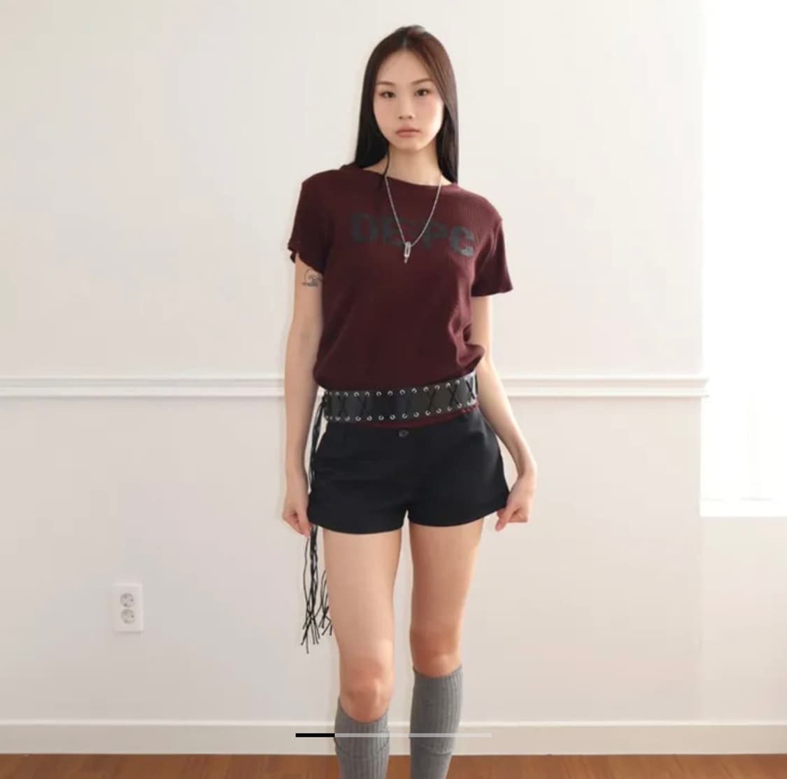 DEPC 뎁크 와플 티셔츠 (WINE) 상품이미지2