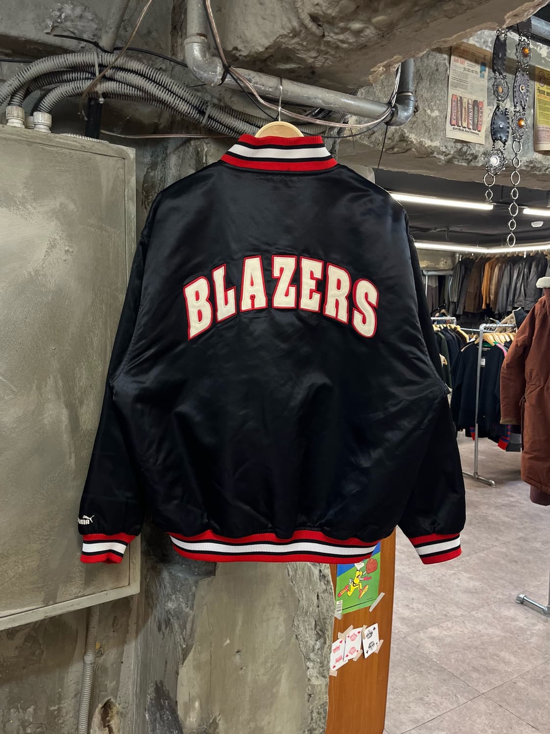 퓨마 NBA 포틀랜드 새틴 바시티 자켓 블랙 L #csz2303 상품이미지2