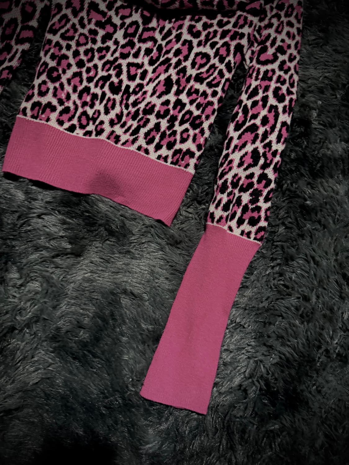 핑크 크롭 레오파드 퍼 후드집업 상품이미지7