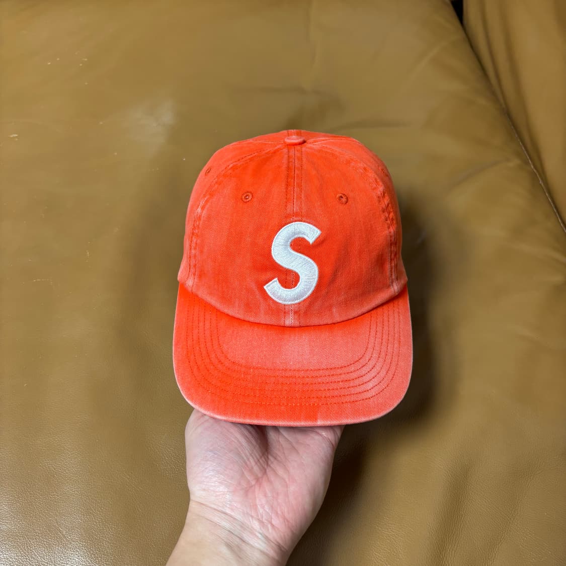 슈프림 S로고 6패널 볼캡 모자 피그먼트 워시드 오렌지 상품이미지2