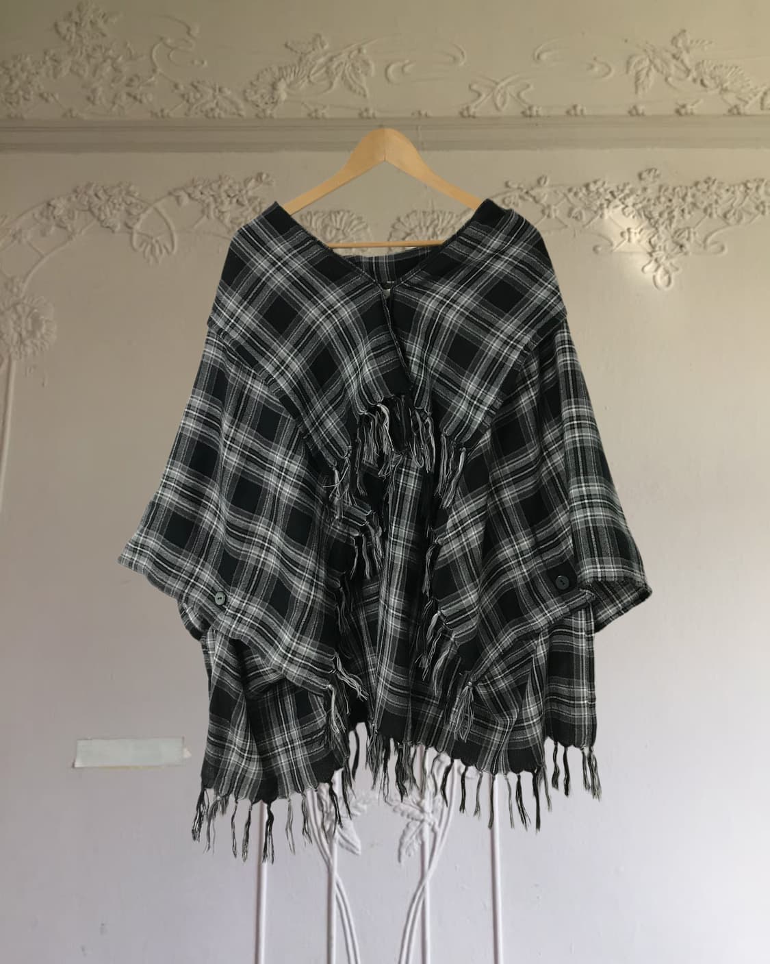 vintage check pattern cape 상품이미지5