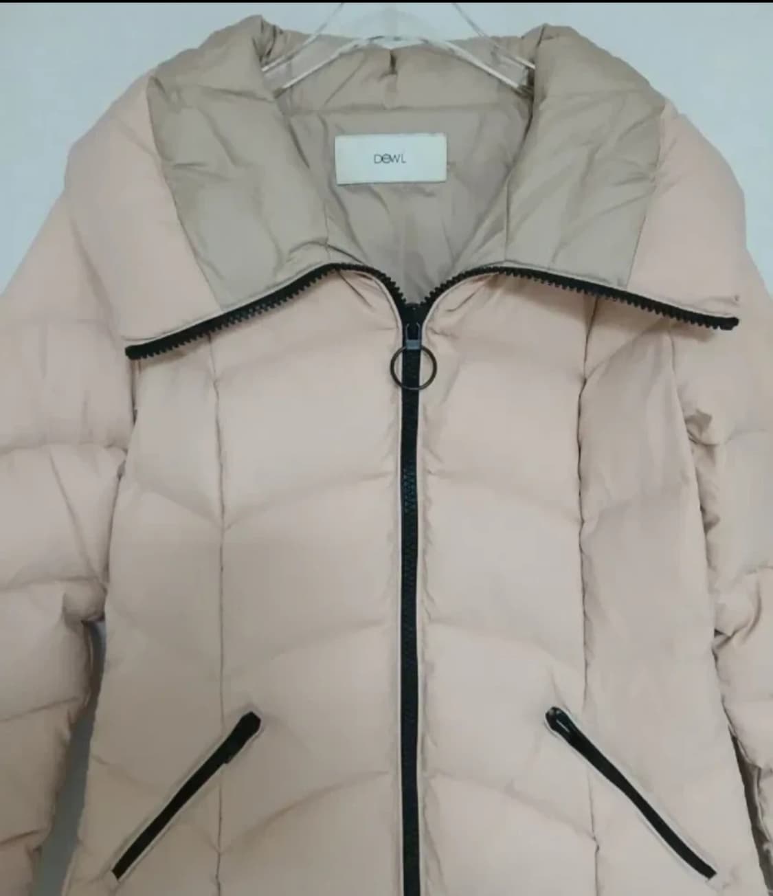 따뜻한 DEWL 베이지핑크 롱 패딩 55사이즈 상품이미지6