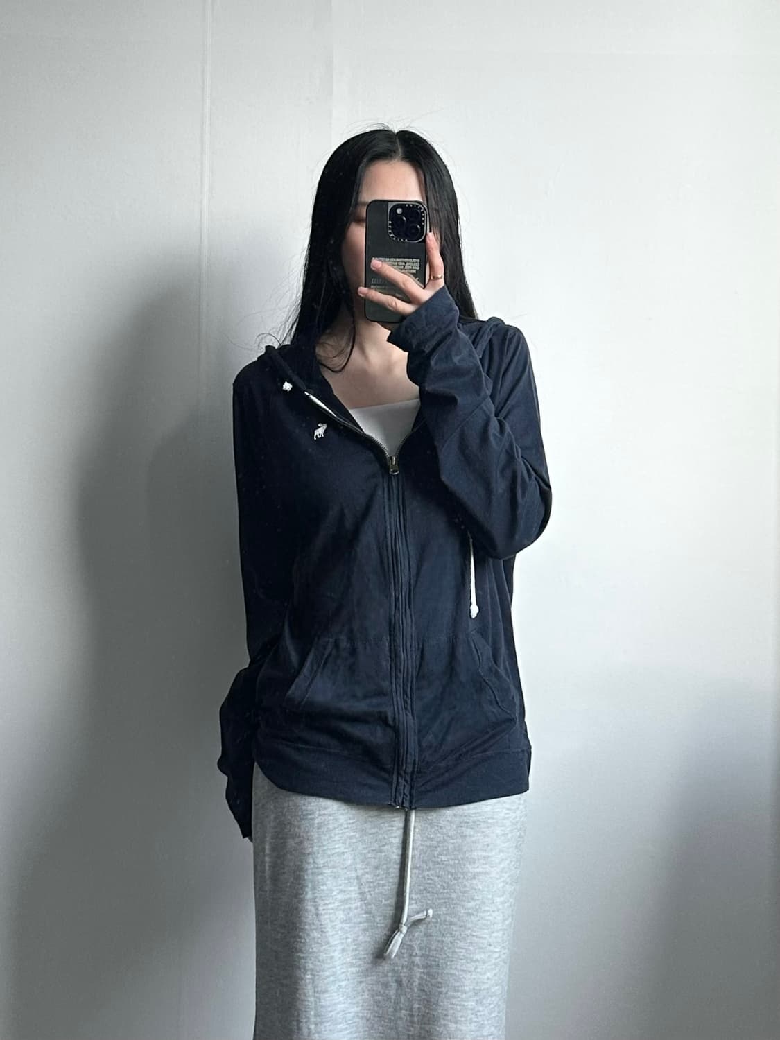 아베크롬비 산양로고 네이비 니트 후드집업 상품이미지1