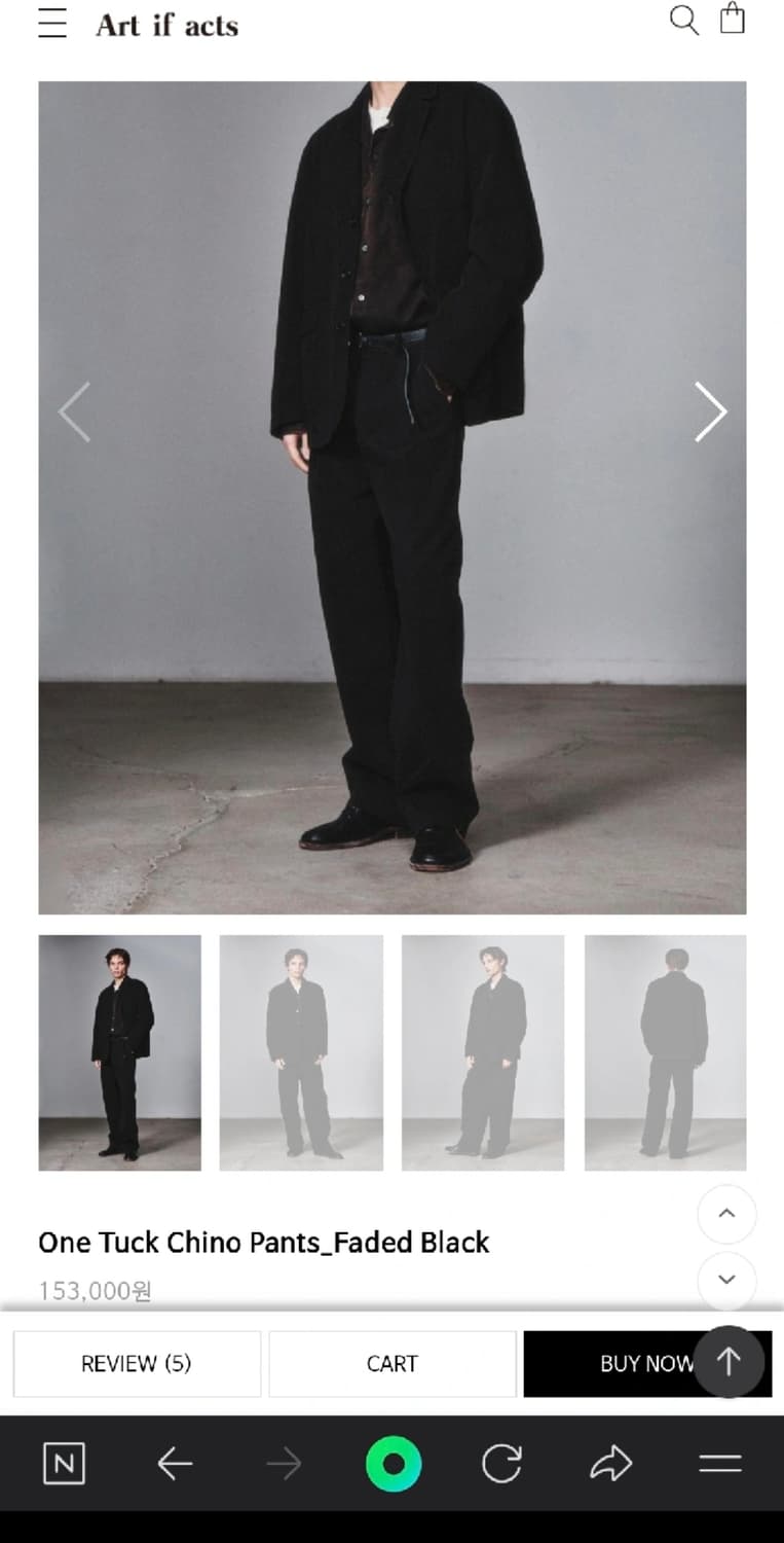 원턱치노팬츠 아트이프액츠 페이디드블랙 상품이미지1