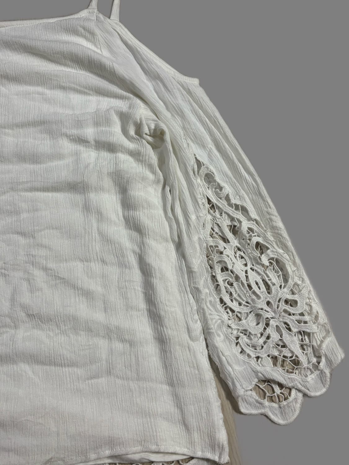 빈티지 INC 화이트 레이스 오프숄더 블라우스 상품이미지5