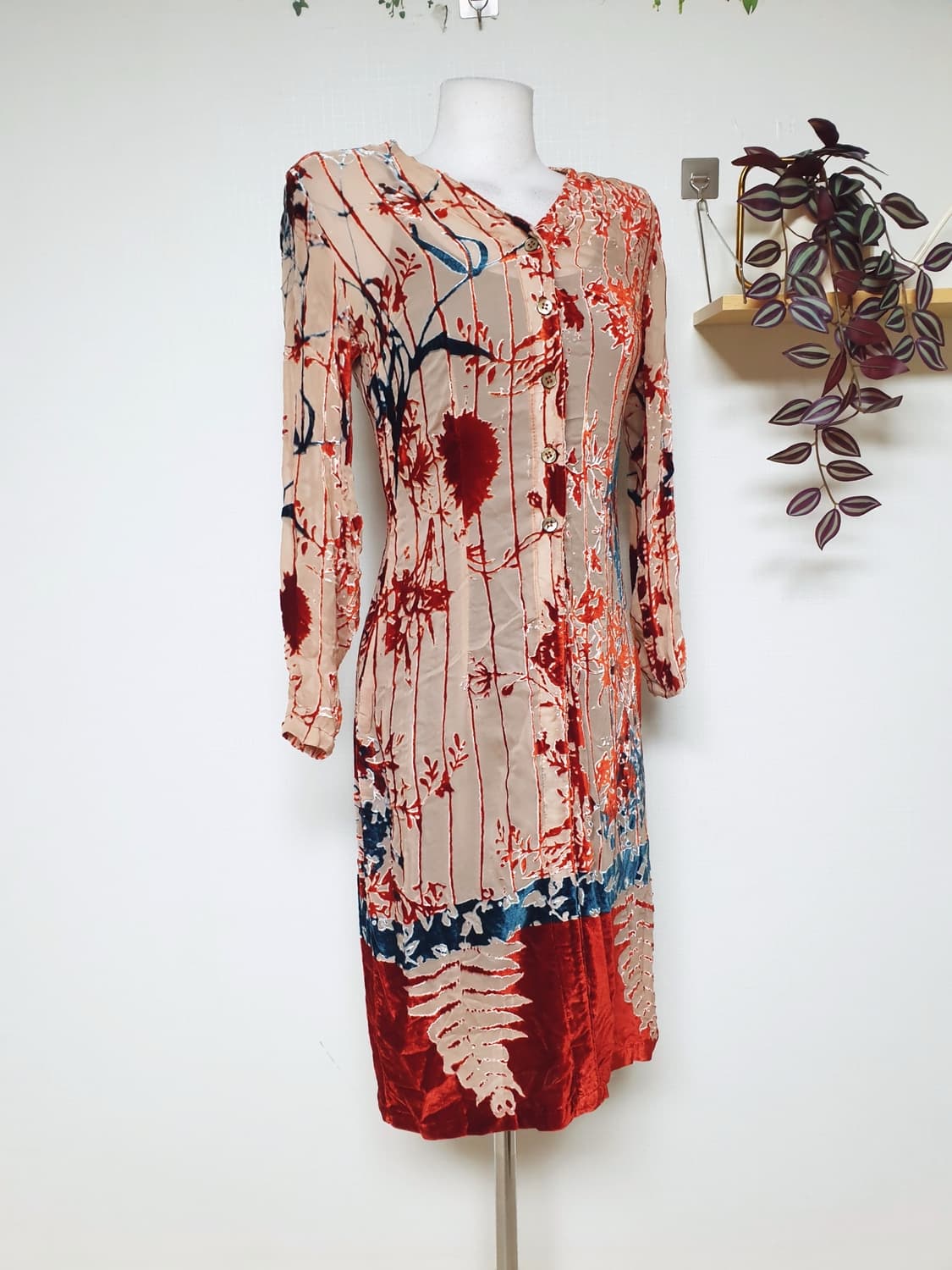 오일릴리 정품 번아웃벨벳 롱원피스 44 55 스킨 상품이미지2