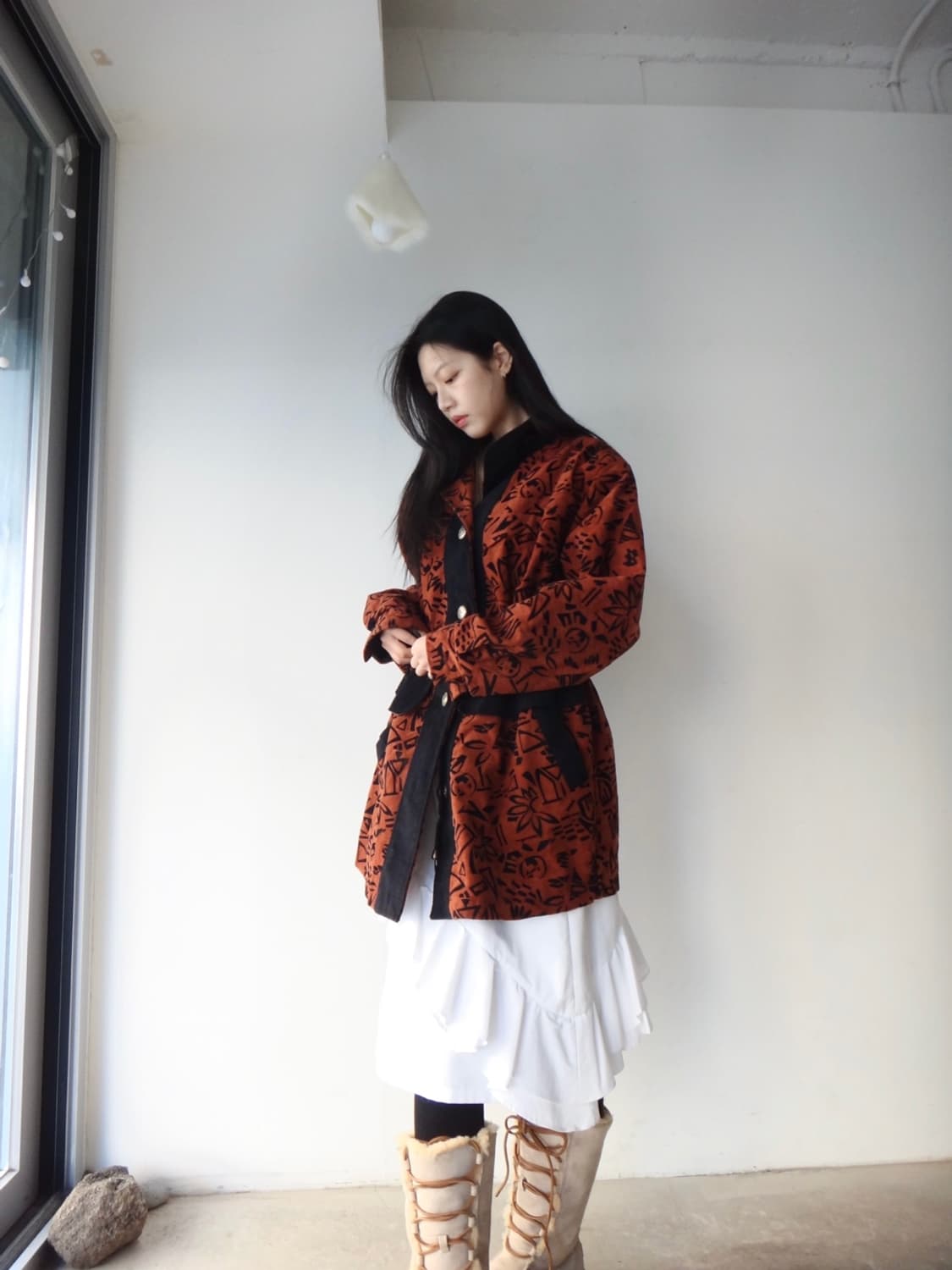 Geomatic pattern muston jacket / orange 상품이미지6