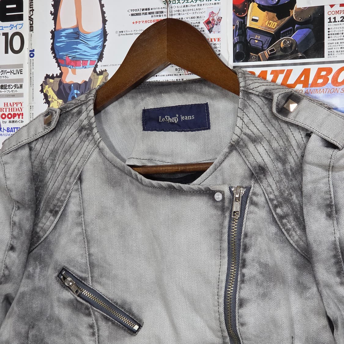 빈티지 펑크 그레이 워싱 코튼 슬림핏 바이커 자켓 상품이미지3