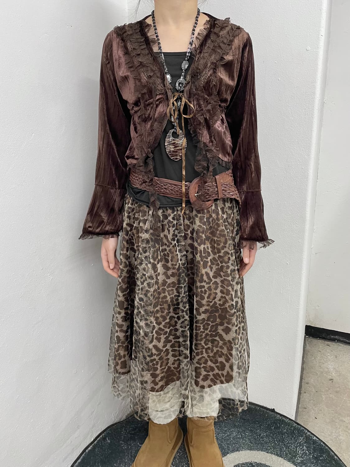 갸루 호피 샤 스커트 상품이미지4