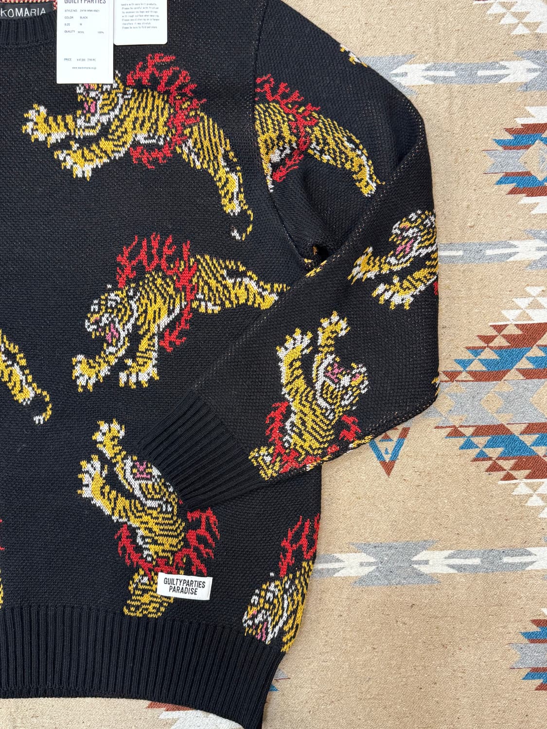 [M] 와코마리아 x 팀레히 자카드 울 니트 블랙 24FW 상품이미지3