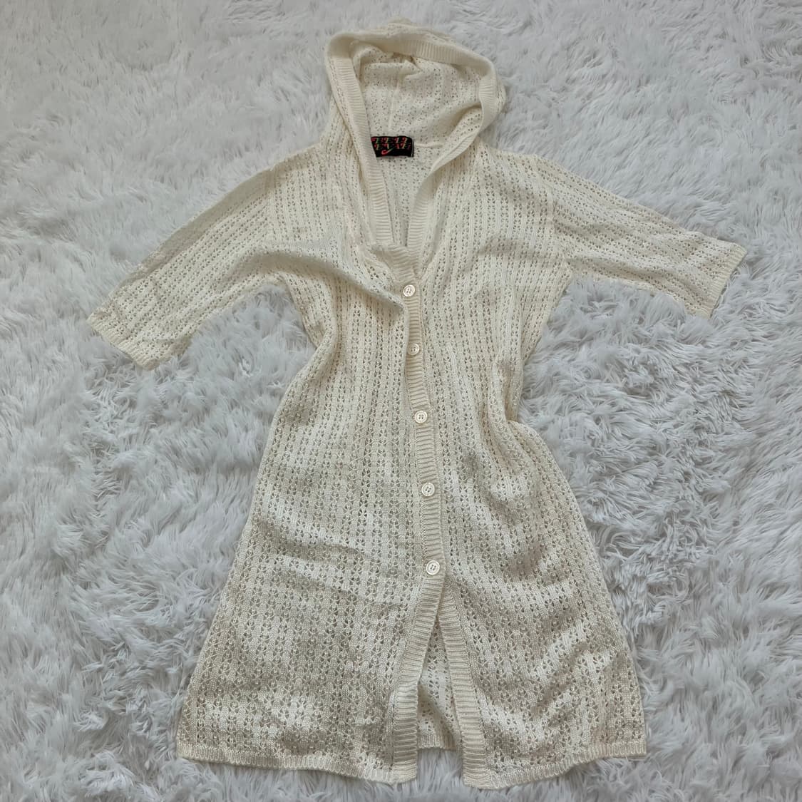 빈티지 아이보리 니트 후드 롱 가디건 y2k 스트릿 갸루 펑키 일본빈티지 상품이미지1