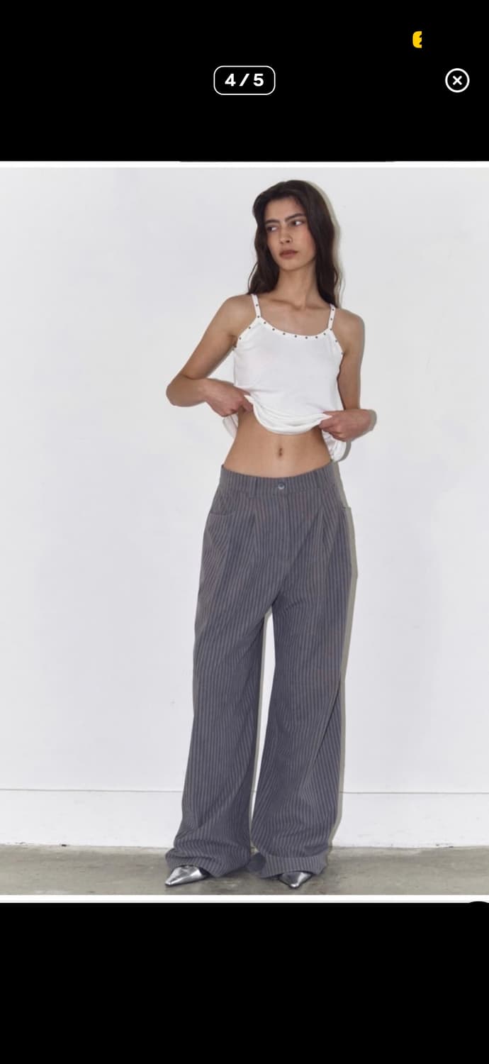 폴리수엠 오버사이즈드 스트라이프 팬츠 그레이  상품이미지3