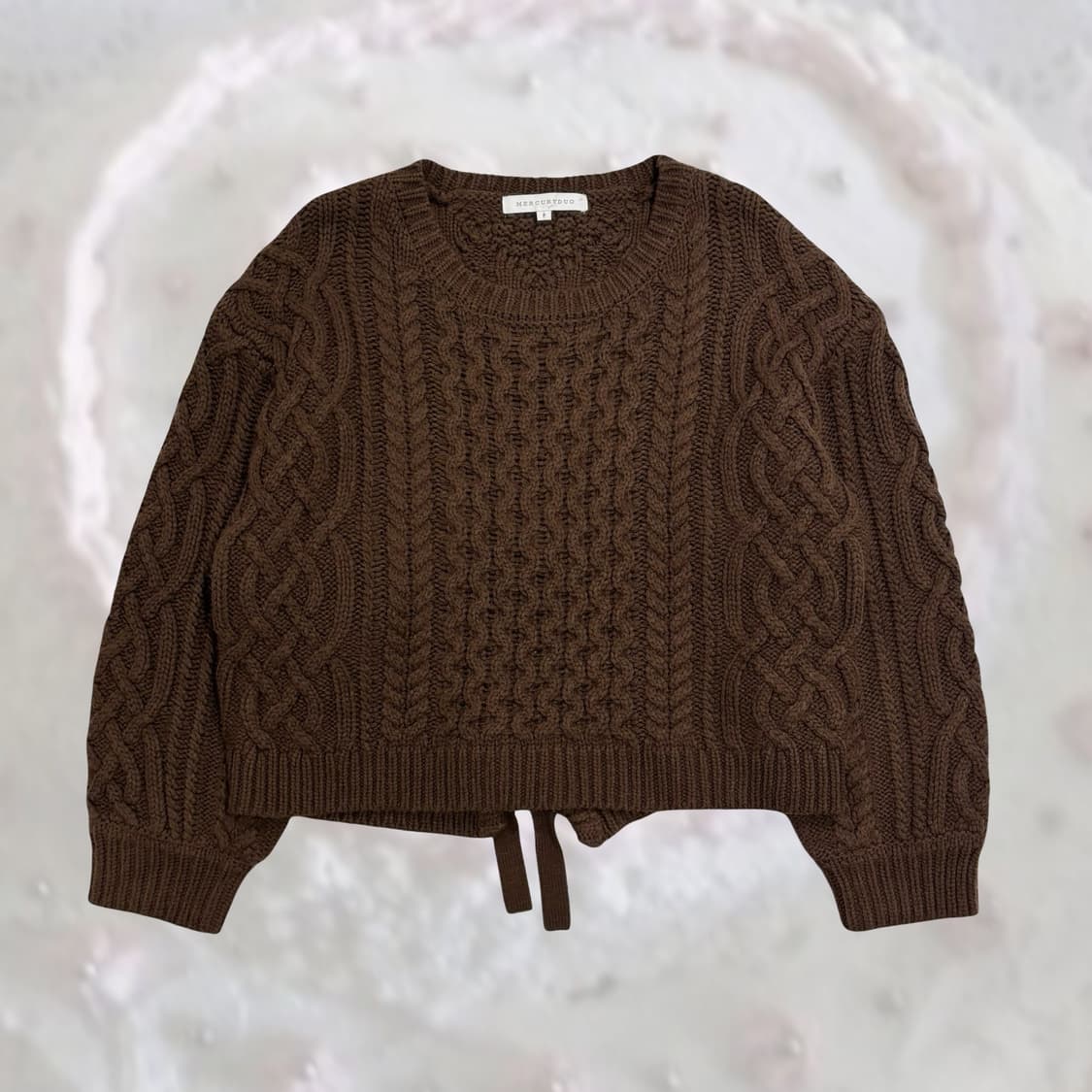 MERCURYDUO 머큐리듀오 뒷 절개 포인트 브라운 케이블 니트 상품이미지2