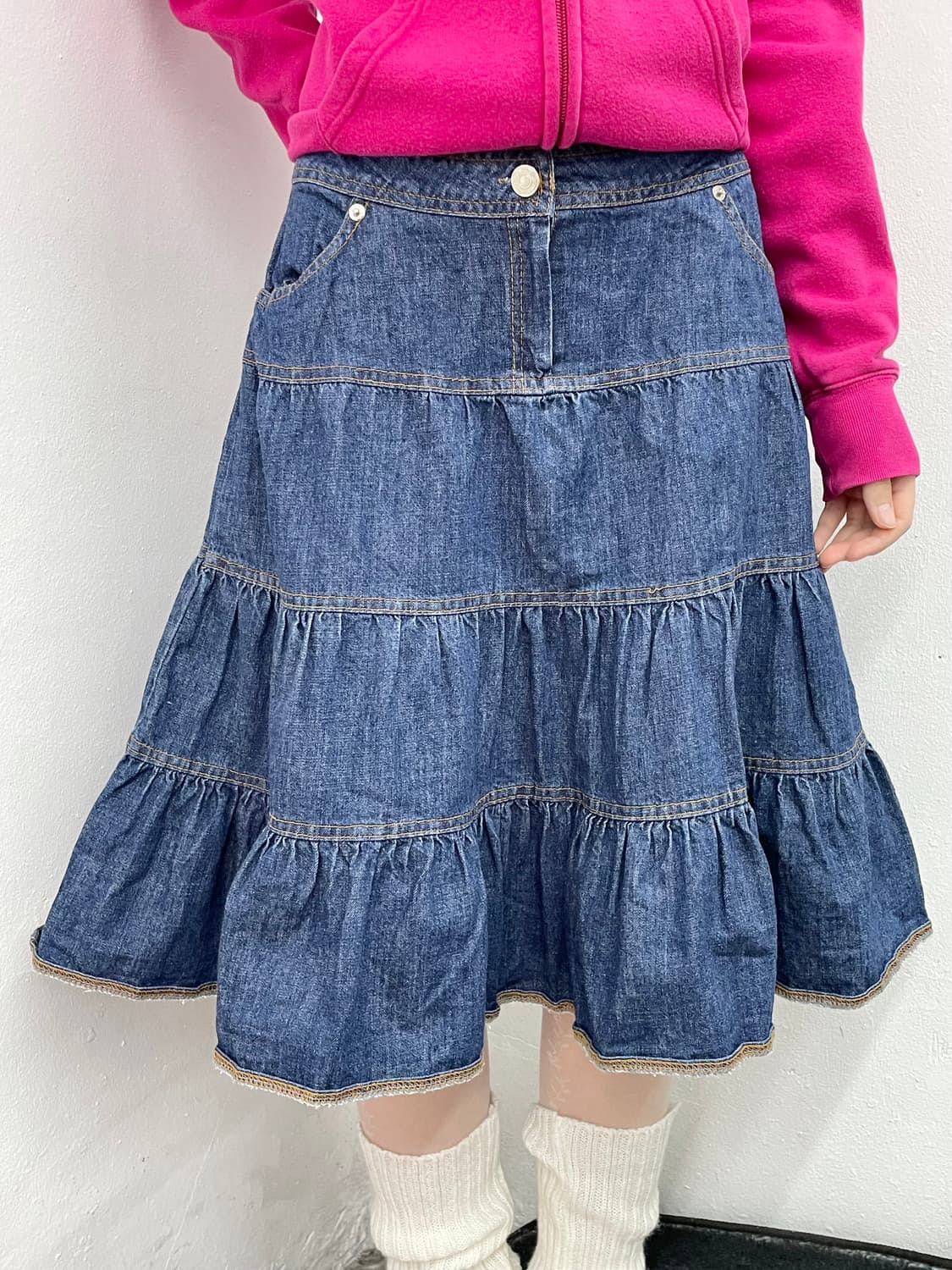 진청 데님 캉캉 스커트 상품이미지3