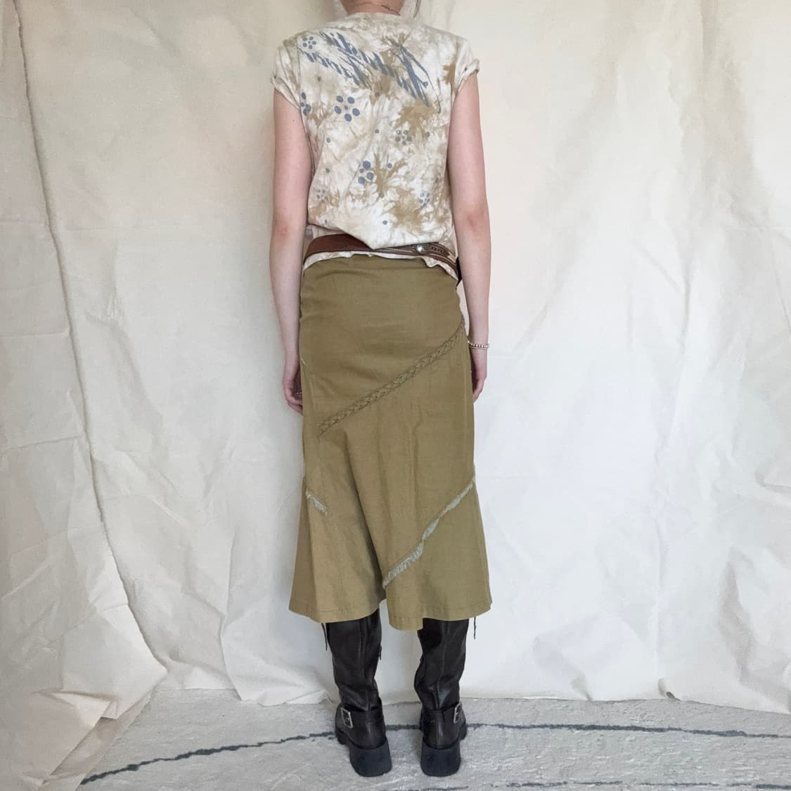 Asymmetric Paneled Linen Midi Skirt 상품이미지5